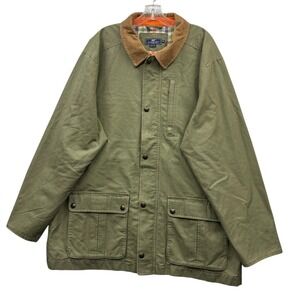 Men's Olive Green Jacket with Brown Collar